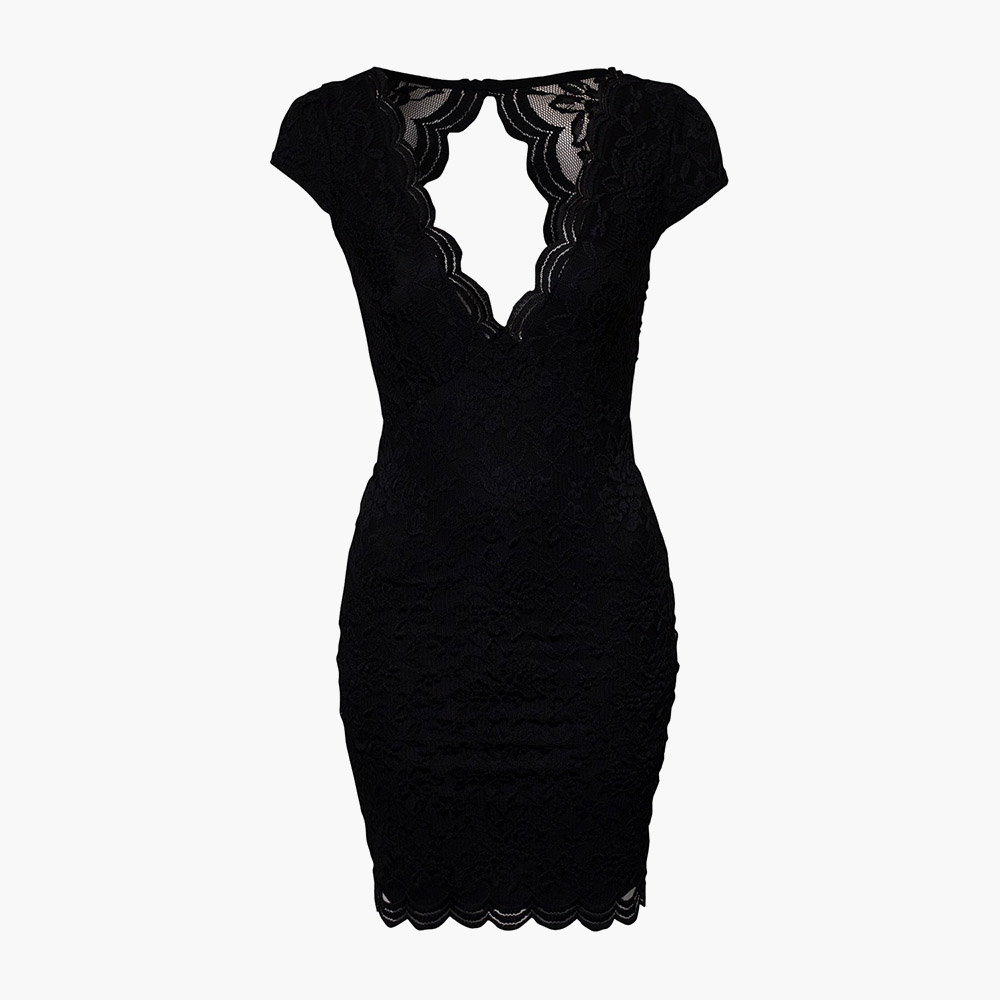 BACKORDER - Kellana V-Neck Lace Dress in Black